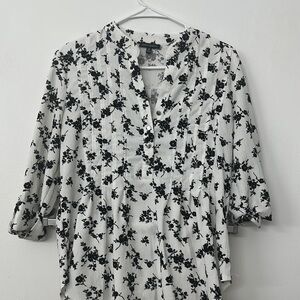 Ava & Grace Black and White Ruffled Peplum Blouse
